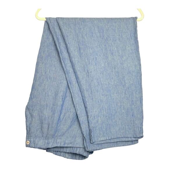 Flax Pants - FLAX Linen High Rise Wide Leg Pants Women L Pockets Blue Coastal Lagenlook Boho